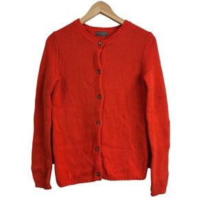 Paco Rabanne Paris French Poppy Red Knit Button Cardigan Sweater Women Small Med